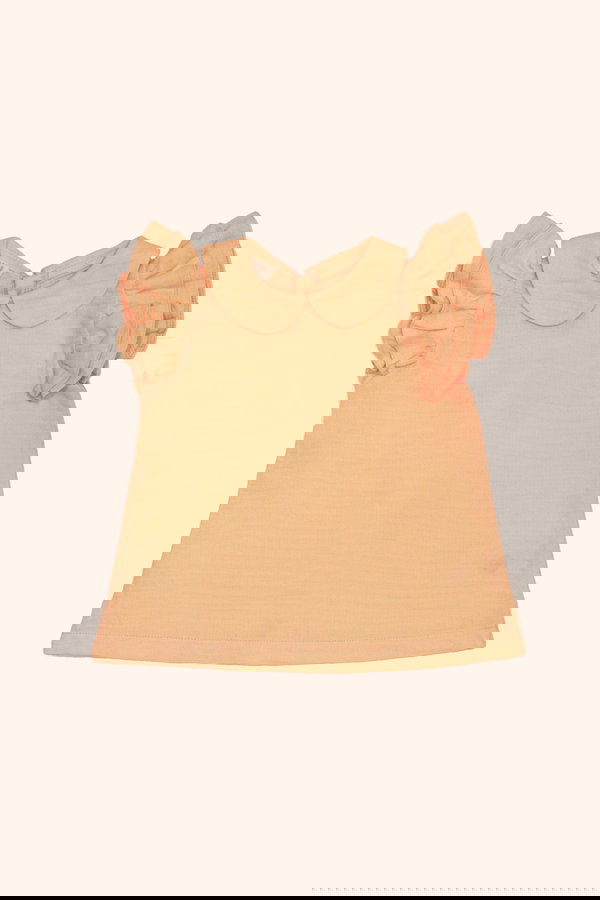 Fırfır Detaylı Organik Pamuk Müslin Bluz -Şort Takım TURUNCU