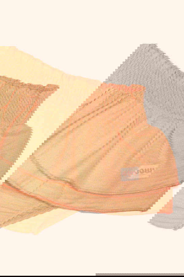 Fırfır Detaylı Organik Pamuk Müslin Bluz -Şort Takım TURUNCU