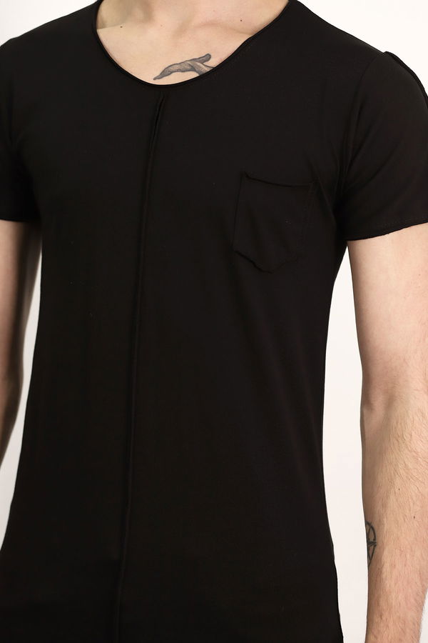 Bisiklet Yaka Ön Dikişli T-shirt SIYAH Bisiklet Yaka Ön Dikişli T-shirt SIYAH