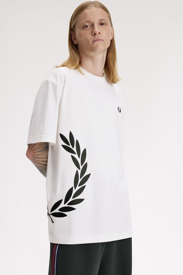 Fred Perry Erkek Bisiklet Yaka T-shirt Beyaz