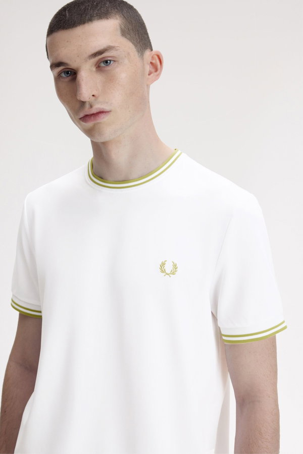 Fred Perry Erkek Bisiklet Yaka T-shirt Beyaz