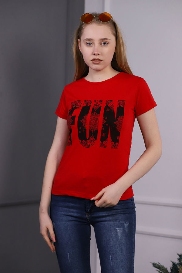Fun Baskılı T-shirt Kırmızı Fun Baskılı T-shirt Kırmızı