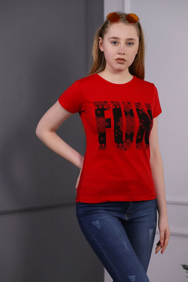 Fun Baskılı T-shirt Kırmızı Fun Baskılı T-shirt Kırmızı