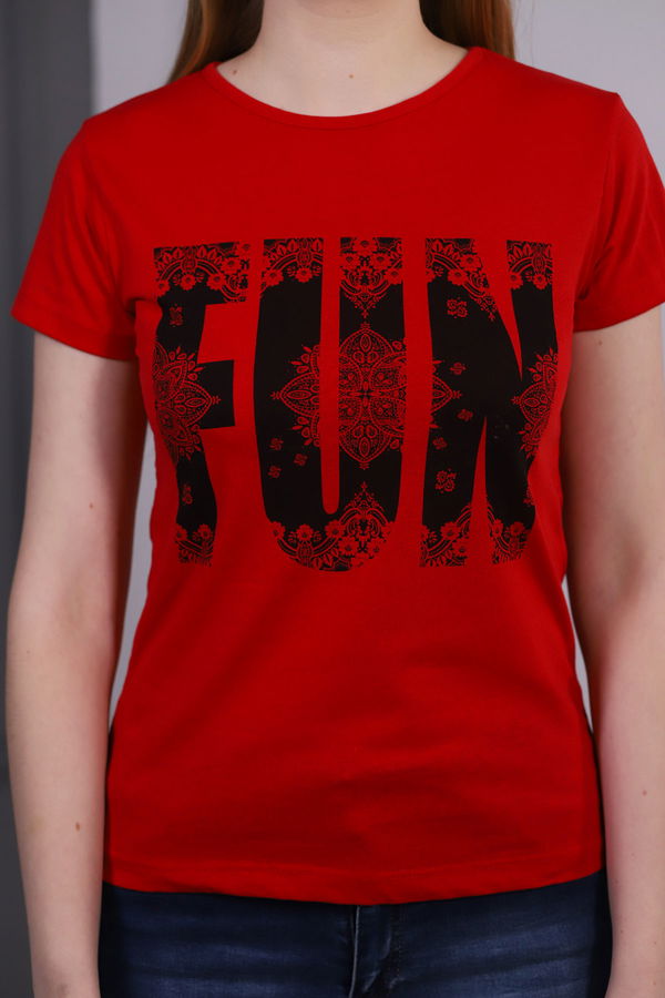 Fun Baskılı T-shirt Kırmızı Fun Baskılı T-shirt Kırmızı