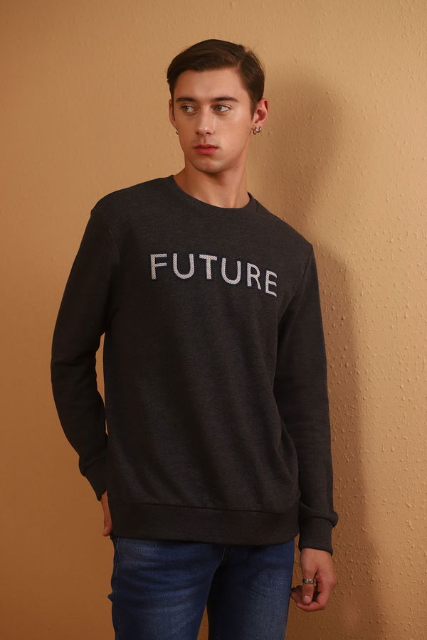 FUTURE SWEATSHIRT koyu gri melanj STD