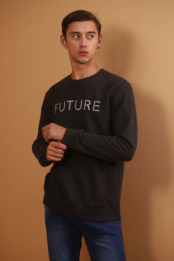 FUTURE SWEATSHIRT koyu gri melanj STD