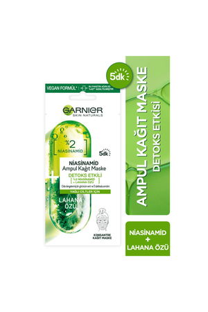 Garnier Niasinamid Detoks Etkili Ampul Kağıt Yüz Maskesi STD Garnier Niasinamid Detoks Etkili Ampul Kağıt Yüz Maskesi STD