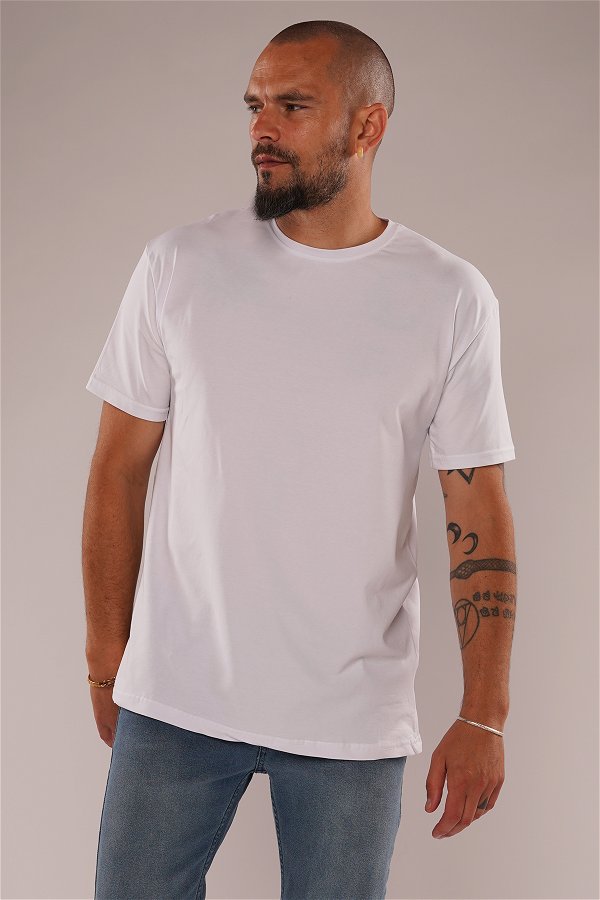 Gabria Bisisklet Yaka T-shirt Beyaz