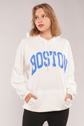 Gabria Boston Baskılı Sweat Beyaz