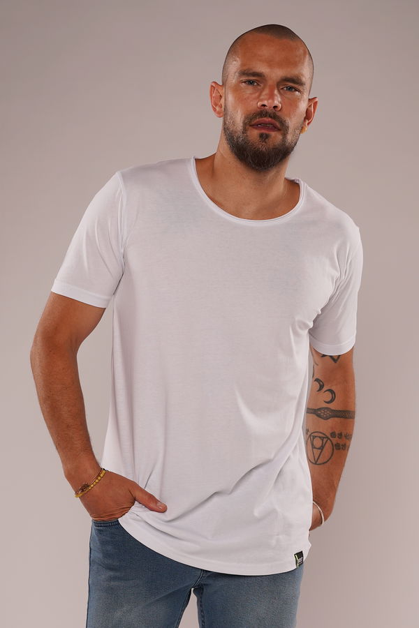 Gabria Eteği Oval T-shirt Beyaz