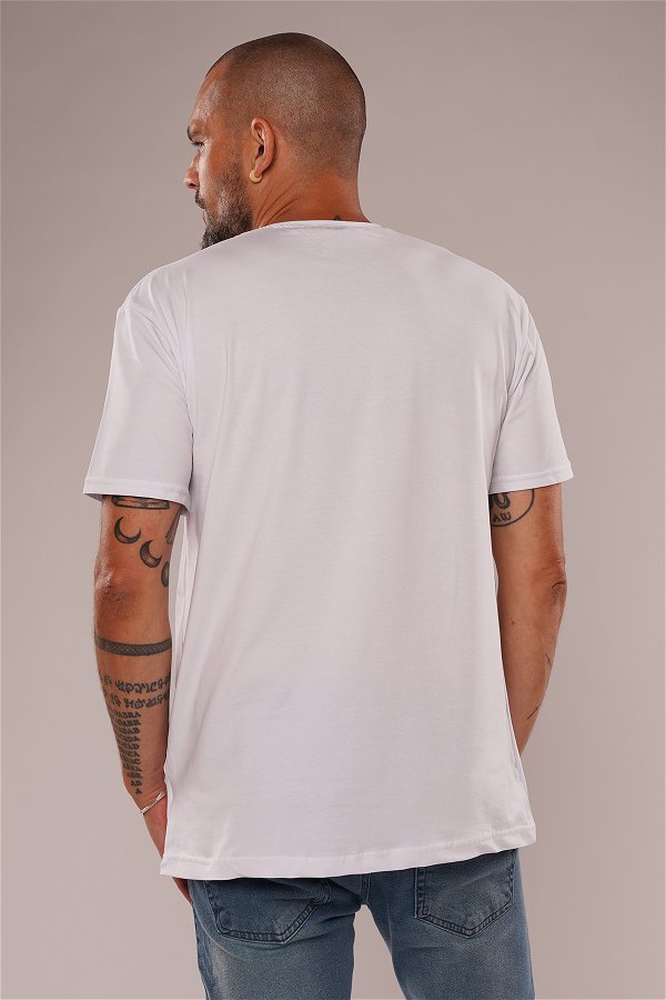 Gabria Eteği Oval T-shirt Beyaz