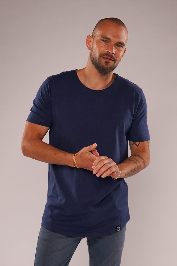 Gabria Eteği Oval T-shirt Lacivert