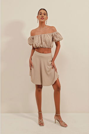 Gabria Kısa Kloş Etek BEJ Gabria Kısa Kloş Etek BEJ