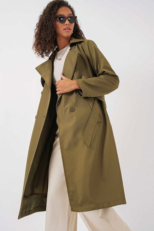 Gabria Kol Düğme Detaylı Trenchcoat Haki Gabria Kol Düğme Detaylı Trenchcoat Haki