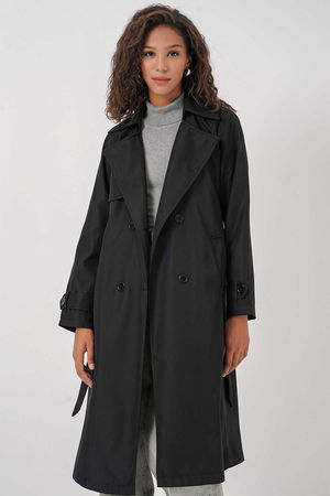 Gabria Kol Düğme Detaylı Trenchcoat SİYAH Gabria Kol Düğme Detaylı Trenchcoat SİYAH