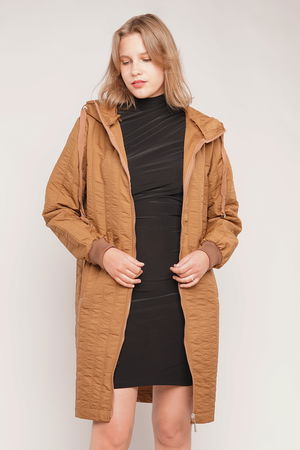 Gabria Kupüşonlu Fermuarlı Mont TABA