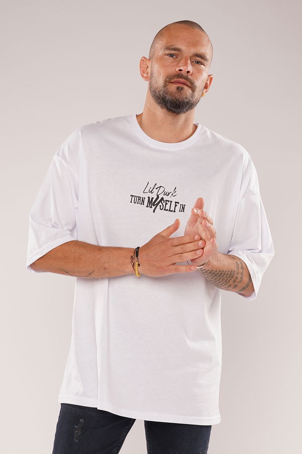 Gabria Lil Durk Baskılı T-shirt Beyaz