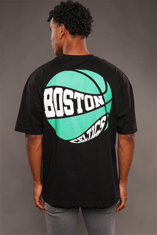 Gabria Over Boston Baskılı T-shirt SIYAH