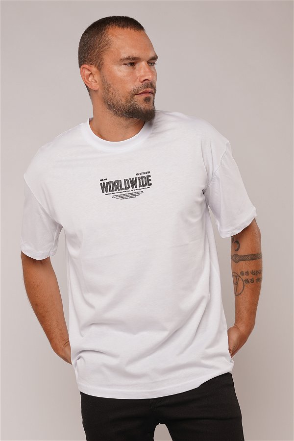 Gabria Worldwide Baskılı T-shirt Beyaz