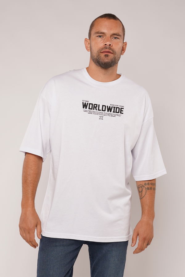 Gabria Worldwide Baskılı T-shirt Beyaz