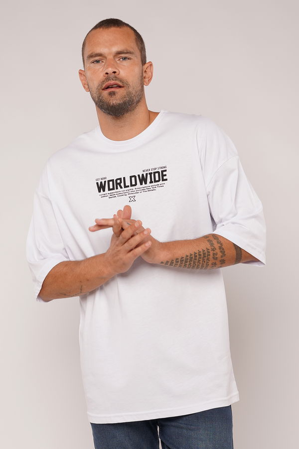 Gabria Worldwide Baskılı T-shirt Beyaz