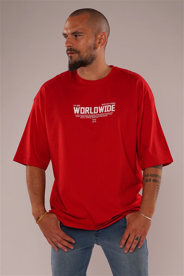 Gabria Worldwide Baskılı T-shirt Kırmızı
