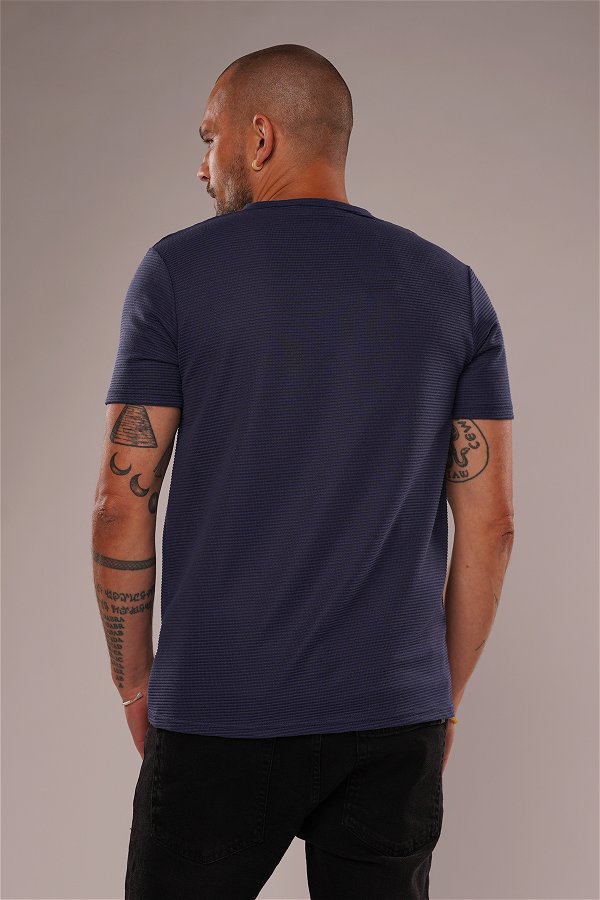 Gabria Yarım Düğmeli T-shirt LACIVERT