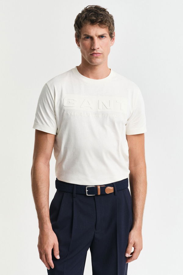 Gant Bisiklet Yaka Erkek T-shirt EKRU Gant Bisiklet Yaka Erkek T-shirt EKRU