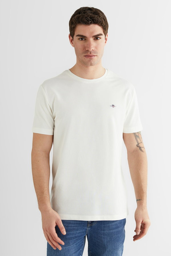 Gant Erkek Bisiklet Yaka T-shirt KREM