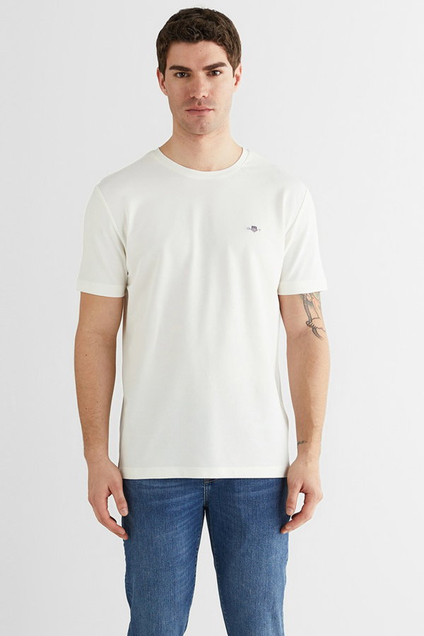 Gant Erkek Bisiklet Yaka T-shirt KREM