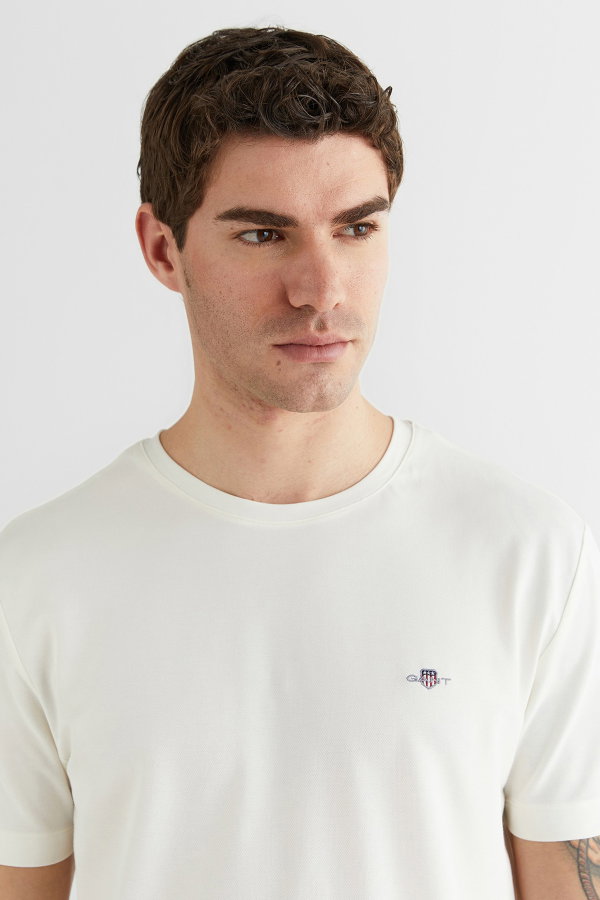 Gant Erkek Bisiklet Yaka T-shirt KREM