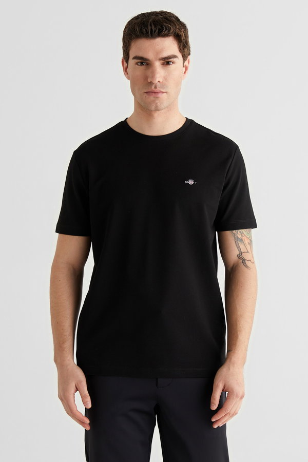 Gant Erkek Bisiklet Yaka T-shirt SIYAH