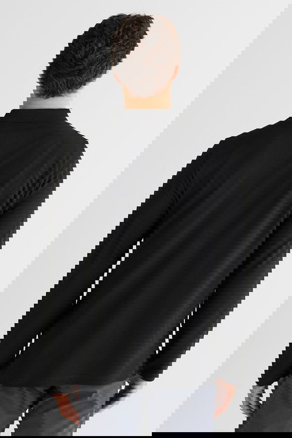 Gant Erkek Polo Yaka Uzun Kollu T-shirt SIYAH