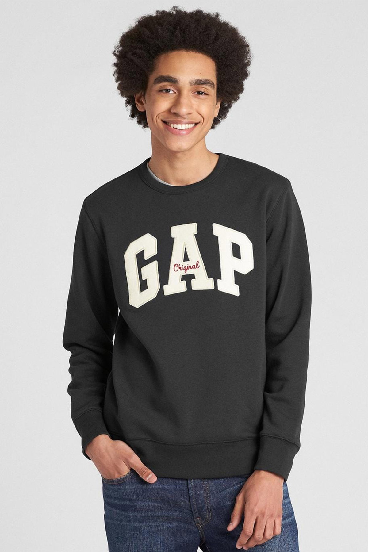 Gap Erkek Bisiklet Yaka Sweatshirt SIYAH