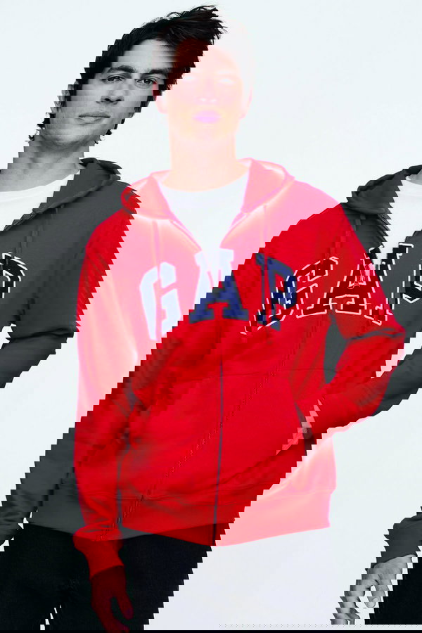 Gap Erkek Fermuarlı Sweatshirt Kırmızı