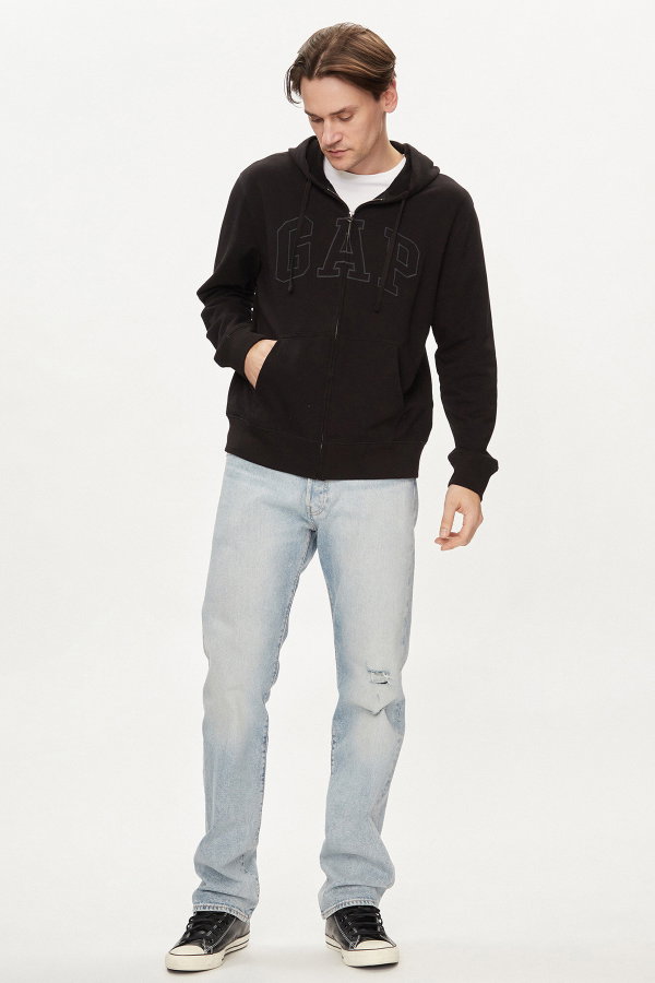 Gap Erkek Fermuarlı Sweatshirt SIYAH
