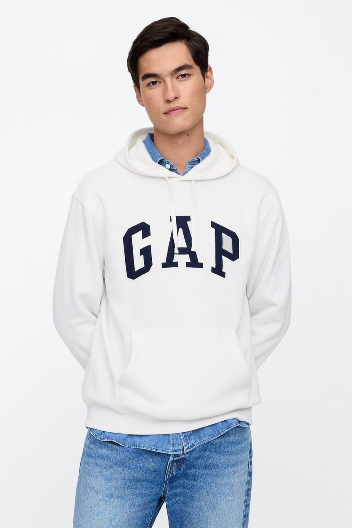 Gap Erkek Kapüşonlu Sweatshirt Beyaz