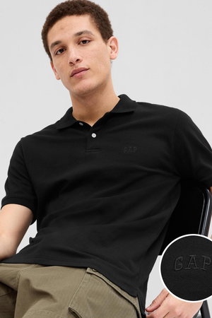 Gap Polo Yaka Erkek T-shirt SIYAH