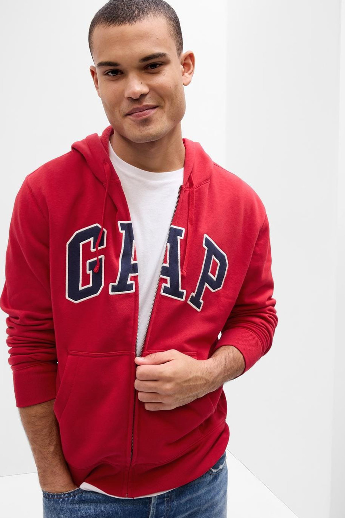 Gap Logo Relaxed Fleece Erkek  Fermuarlı Sweatshirt BORDO