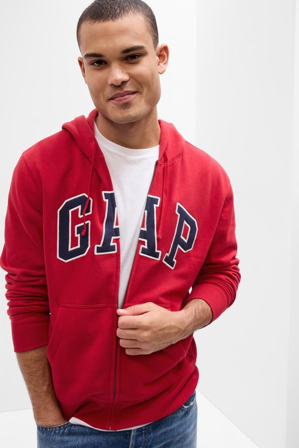Gap Logo Relaxed Fleece Erkek  Fermuarlı Sweatshirt BORDO