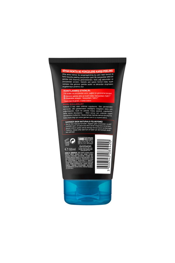Garnier Saf & Temiz Siyah Nokta Karşıtı Kömürlü Peeling 150 ml STD Garnier Saf & Temiz Siyah Nokta Karşıtı Kömürlü Peeling 150 ml STD