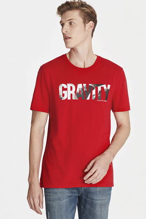 GRAVITY BASKILI TİŞÖRT kırmızı KIRMIZI