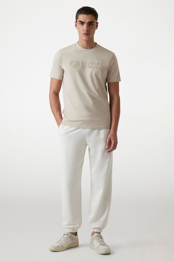 Guess Baskılı Erkek T-shirt BEJ