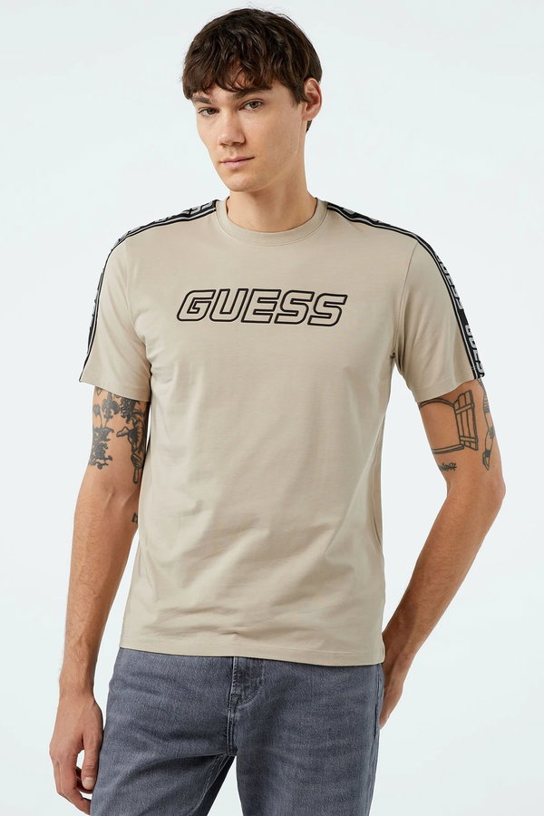 Guess Baskılı Erkek T-shirt Gri