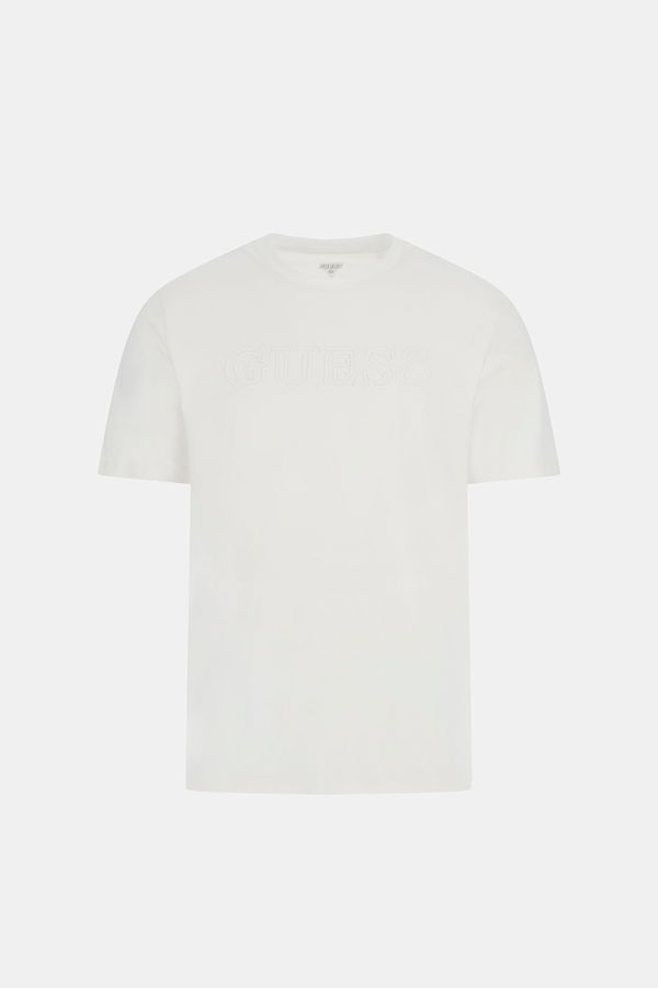 Guess Baskılı Erkek T-shirt Krem