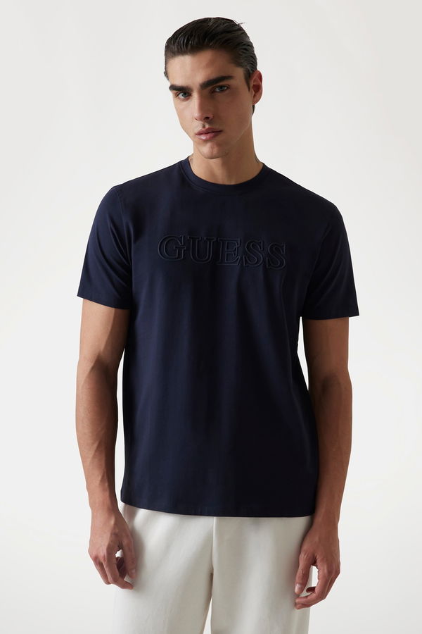 Guess Baskılı Erkek T-shirt Lacivert