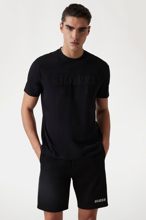 Guess Baskılı Erkek T-shirt Siyah