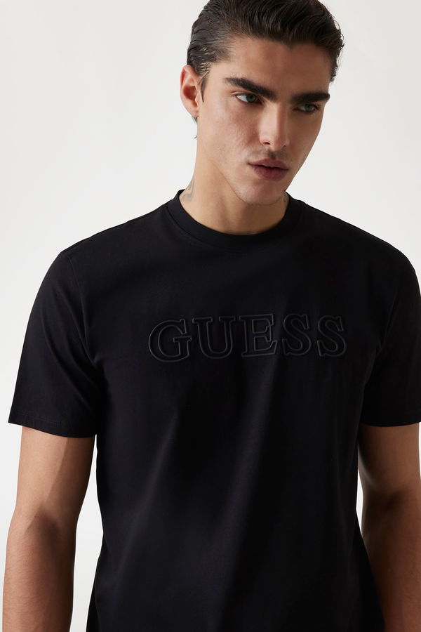 Guess Baskılı Erkek T-shirt Siyah