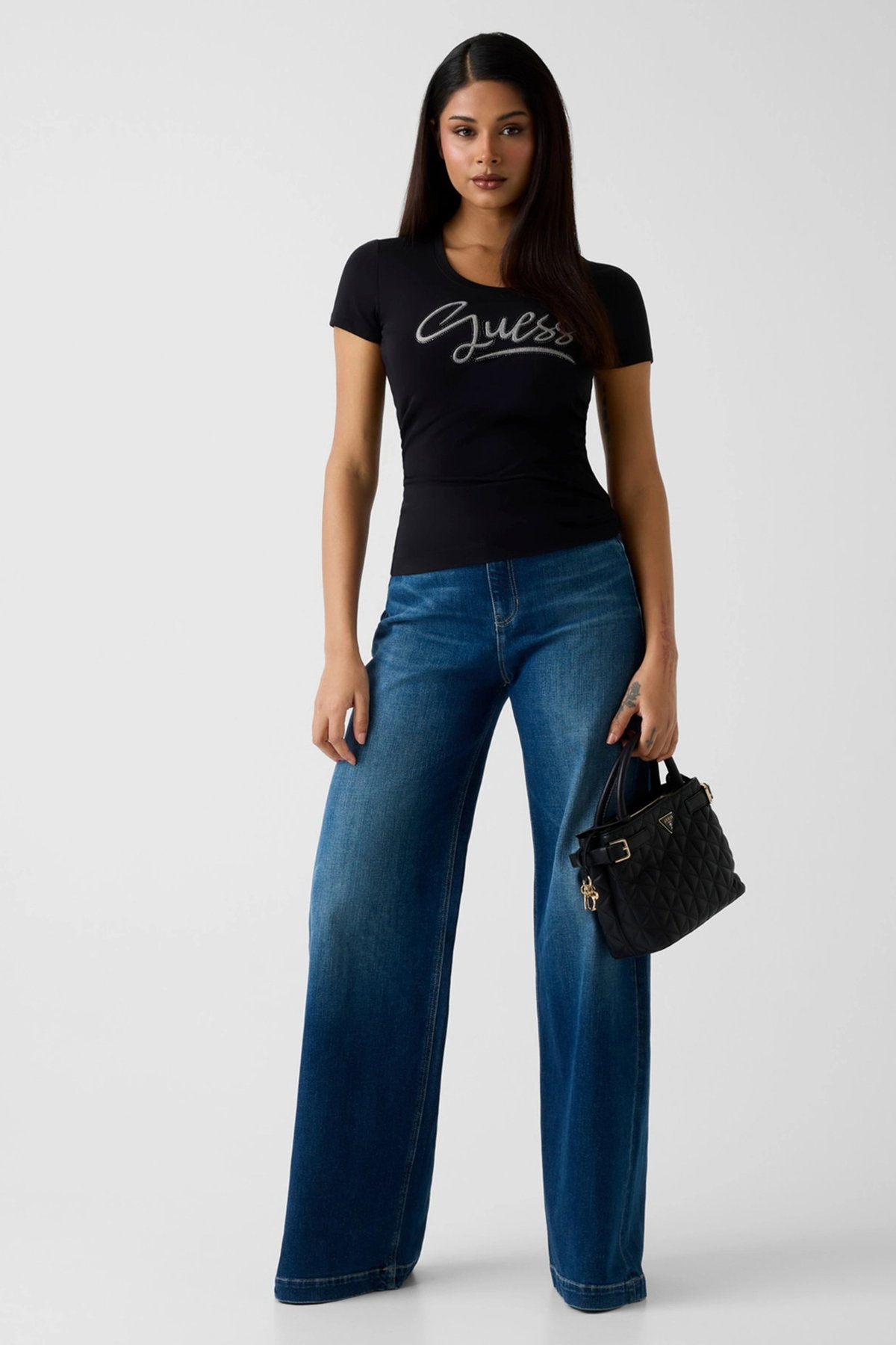Guess Baskılı Kadın T-shirt SIYAH