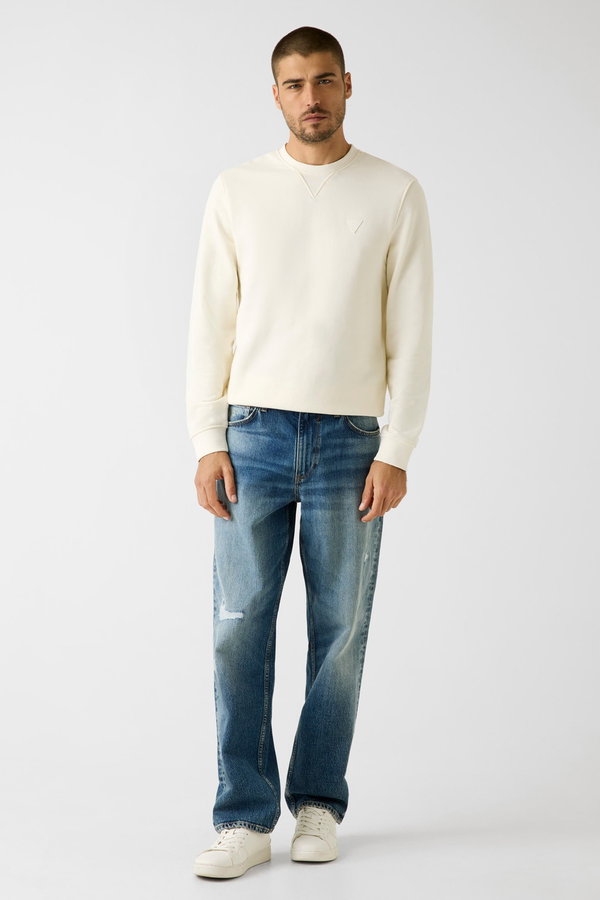 Guess Erkek Bisiklet Yaka Sweatshirt EKRU